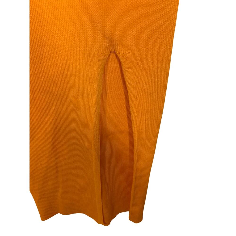 Cider Ribbed Midi Skirt Mustard Yellow Side Slit Bodycon Small Minimal Coastal - Picture 4 of 5